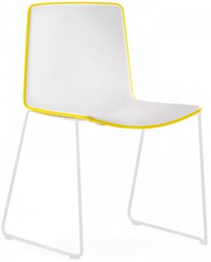 Стул пластиковый на полозьях Tweet белый, желтый 530х520х805 мм