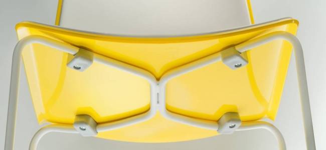 Стул пластиковый на полозьях Tweet белый, желтый 530х520х805 мм