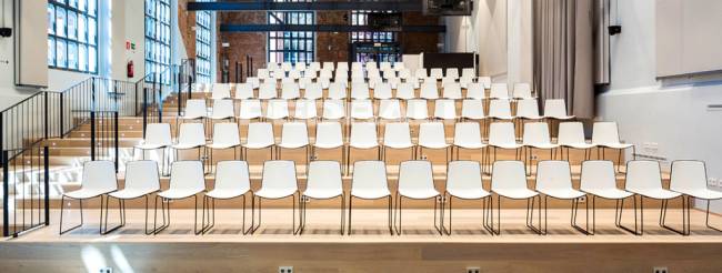 Стул пластиковый на полозьях Tweet белый, желтый 530х520х805 мм