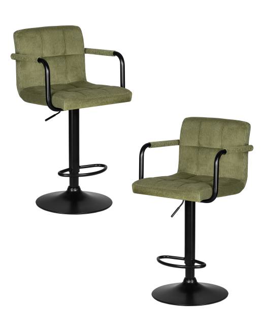 Набор 2 шт Стул барный DOBRIN KRUGER ARM BLACK, зеленый вельвет (LAR-E2041-7)
