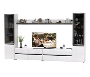 Мебельная стенка Сидней № 103 цвет белый/чёрный/МДФ белый глянец