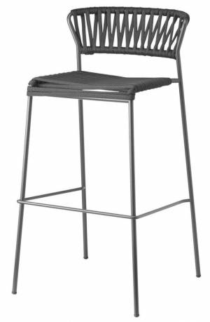Стул барный плетеный Lisa Filo антрацит, черный 500х500х980 мм