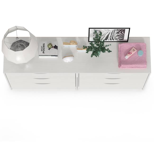 Два комода три ящика Уна цвет белый