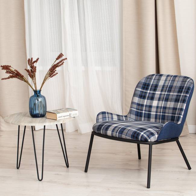Кресло DUKEN (mod. 0179322) металл/ткань, 79х59х66 см, синий/синяя шотландка/черный синий/синяя шотландка/черный металл/ткань Кресло DUKEN (mod. 0179322) металл/ткань, 79х59х66 см, синий/синяя шотландка/черный синий/синяя шотландка/черный металл/ткань