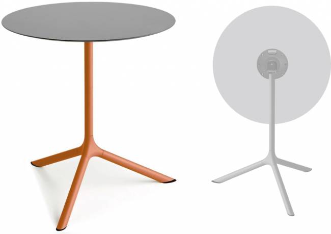 Стол ламинированный обеденный складной Tripe Maxi Folding терракотовый, светло-серый Ø800х740 мм Стол ламинированный обеденный складной Tripe Maxi Folding терракотовый, светло-серый Ø800х740 мм