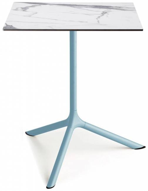 Стол ламинированный обеденный Tripe Maxi голубой, белый мрамор Каррара 700х700х740 мм