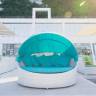 Лаунж-диван плетеный Shell-sunshade белый, бирюза Ø1800х860 мм