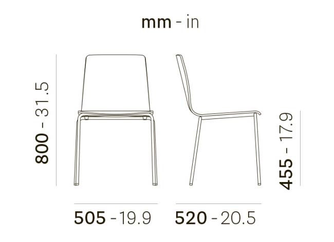 Стул деревянный Inga хромированный, беленый дуб 505х520х800 мм
