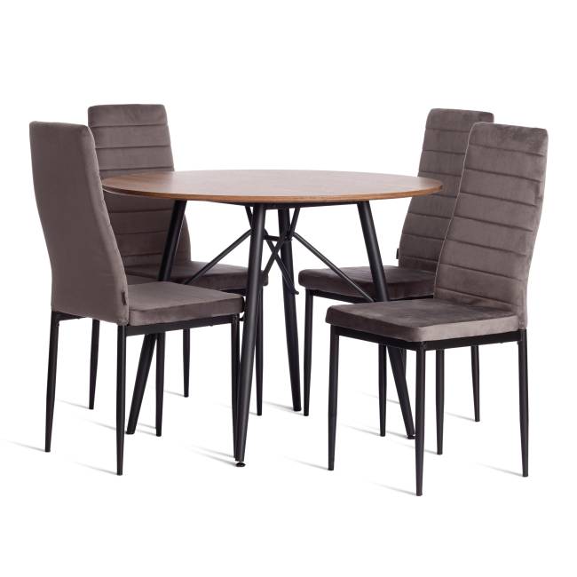 Стул Easy (mod. JSC02-1) / 2 шт. в упаковке металл, флок, 41 х 52 х 96 см, Dark grey (темно-серый) HLR24 / черный (Комплект из 2 шт.) темно-серый металл, флок