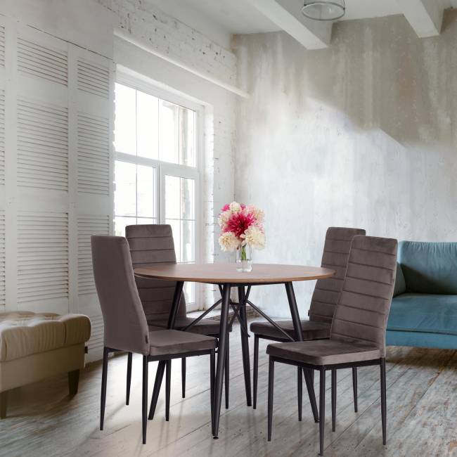 Стул Easy (mod. JSC02-1) / 2 шт. в упаковке металл, флок, 41 х 52 х 96 см, Dark grey (темно-серый) HLR24 / черный (Комплект из 2 шт.) темно-серый металл, флок