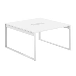 AG.1414.WH.72.WH / Стол для переговоров 1400х1438х750 / профиль О-образный: 70х20 белый; лючок: серебро; столешница: белый