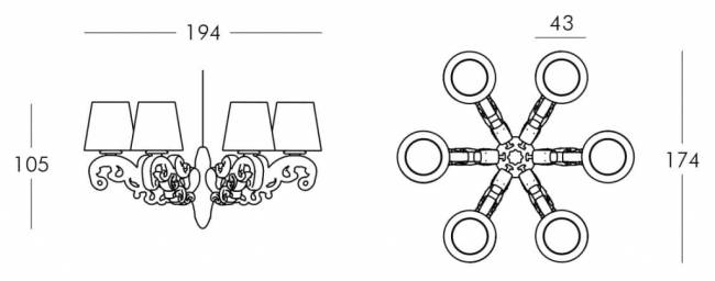 Светильник пластиковый подвесной Crown Of Love Standard 1940х1740х1050 мм