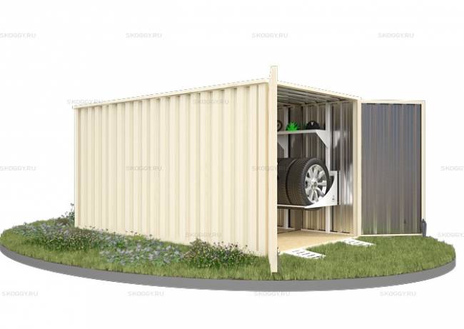 Хозблок SKOGGY секционный с плоской крышей 4 х 2 м, слоновая кость