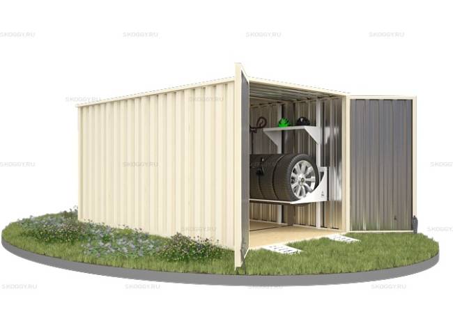 Хозблок SKOGGY секционный с плоской крышей 4 х 2 м, слоновая кость