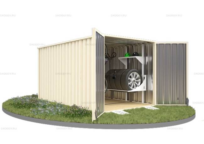 Хозблок SKOGGY секционный с плоской крышей 4 х 2 м, слоновая кость