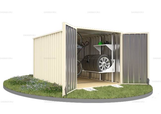 Хозблок SKOGGY секционный с плоской крышей 4 х 2 м, слоновая кость