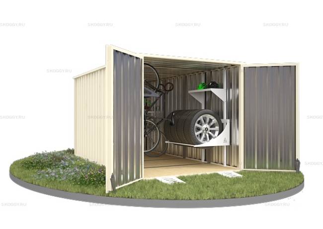 Хозблок SKOGGY секционный с плоской крышей 4 х 2 м, слоновая кость