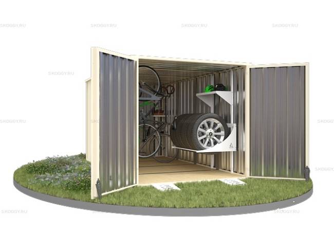 Хозблок SKOGGY секционный с плоской крышей 4 х 2 м, слоновая кость