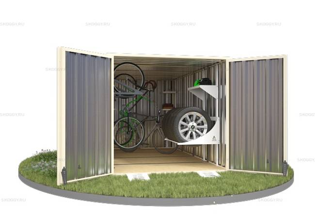 Хозблок SKOGGY секционный с плоской крышей 4 х 2 м, слоновая кость