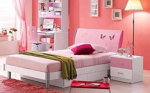 Спальня Piccola, MK-4618-PI, (кровать/МК-4605, тумбочка/МК-4606), 0х0х0, Розовый/Белый