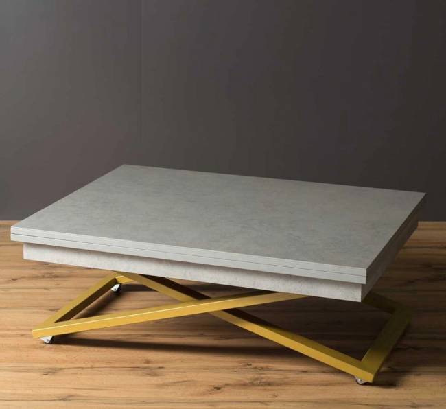 Стол-трансформер Левмар Cross P02/S90 Гриджио/золото