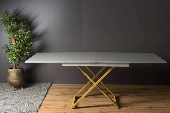 Стол-трансформер Левмар Cross P02/S90 Гриджио/золото