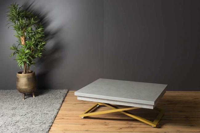 Стол-трансформер Левмар Cross P02/S90 Гриджио/золото