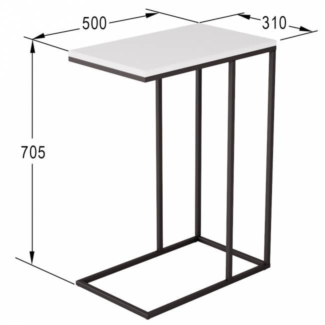 Стол придиванный Агами белый/чёрный