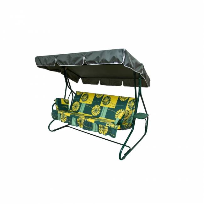 Качели садовые 3-х местные Люкс 2, зеленый, жёлтый