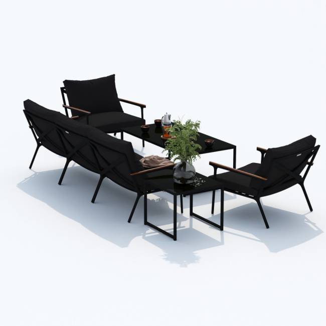 Лаунж зона FESTA черная с трехместным диваном