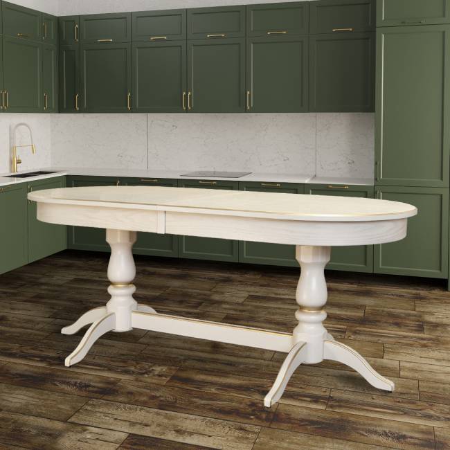 Стол обеденный Тарун 5 раздвижной слоновая кость/золото 190/250*84 Стол обеденный Тарун 5 раздвижной слоновая кость/золото 190/250*84