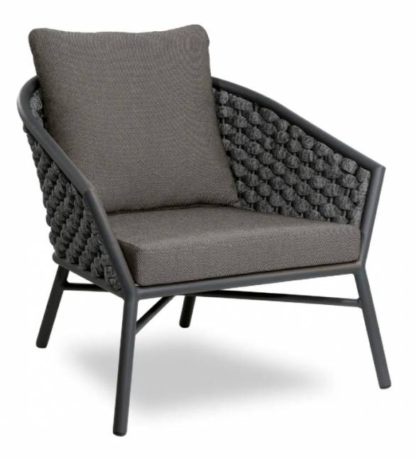 Лаунж-кресло плетеное с подушками Dub антрацит 800х810х740 мм