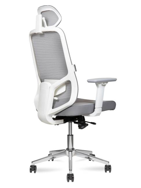 Кресло офисное / Бэст вайт / Best white / белый пластик / серая сетка / серая ткань /база хром