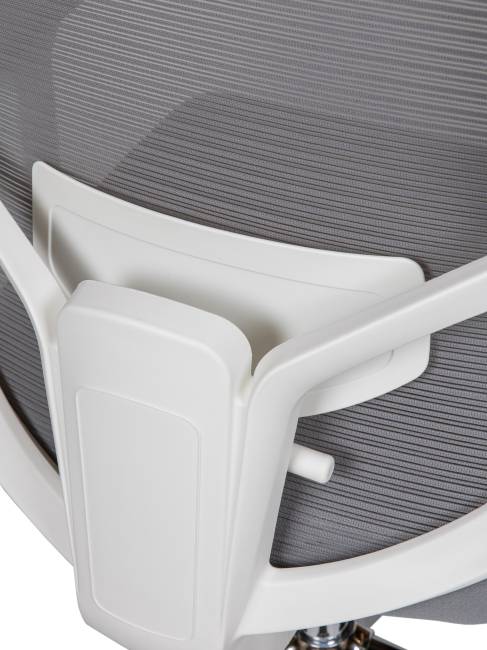 Кресло офисное / Бэст вайт / Best white / белый пластик / серая сетка / серая ткань /база хром