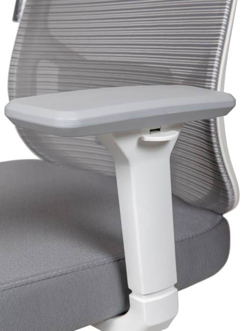 Кресло офисное / Бэст вайт / Best white / белый пластик / серая сетка / серая ткань /база хром