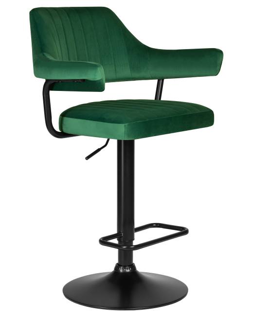Стул барный DOBRIN CHARLY BLACK, зеленый велюр (MJ9-88)