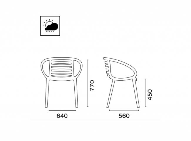 Кресло пластиковое Mambo тортора 640х560х770 мм