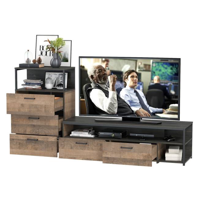 ТВ-тумба и комод с ящиками Трувор цвет дуб гранж песочный/интра