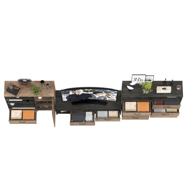 Набор мебели для гостиной в стиле лофт Трувор № 106 есть подсветка цвет дуб гранж песочный/интра