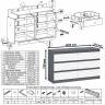 Широкий комод шесть ящиков Мори МК1200.6 цвет графит/белый