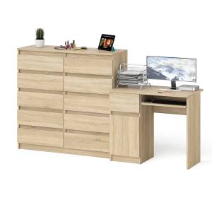 Комод Мори МК1200 на 10-ть ящиков и компьютерный стол МС-1 левый цвет дуб сонома