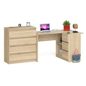 Комод Мори МК-800 4 ящика и угловой стол компьютерный МС-16 правый цвет дуб сонома