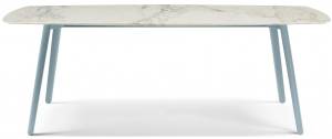 Стол мраморный Squid M голубой, белый мрамор Калакатта 2090х1080х740 мм