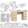 Стол компьютерный МС-2 на шесть выдвижных ящиков и комод МК1380 Мори цвет дуб сонома