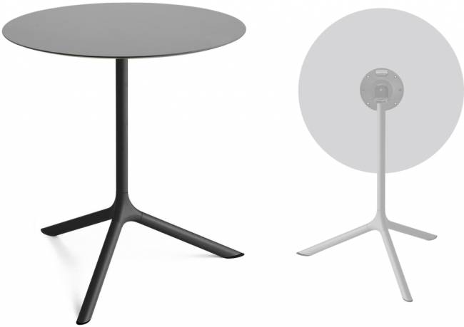 Стол ламинированный обеденный складной Tripe Maxi Folding черный, светло-серый Ø800х740 мм