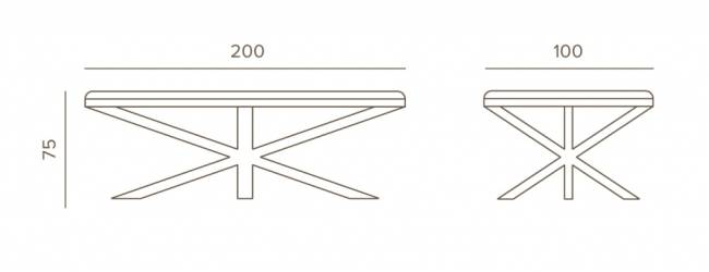 Стол деревянный обеденный Cross антрацит, натуральный 2000х1000х750 мм