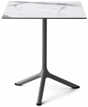 Стол ламинированный обеденный Tripe антрацит, белый мрамор Каррара 600х600х740 мм