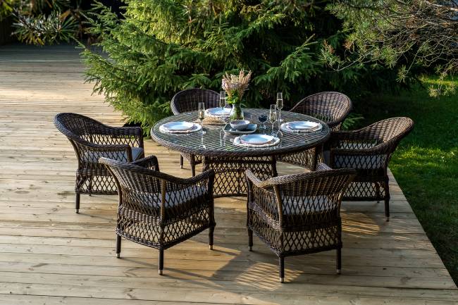 "Эспрессо - 150 S" обеденная группа плетеная, цвет коричневый "Эспрессо - 150 S" обеденная группа плетеная, цвет коричневый