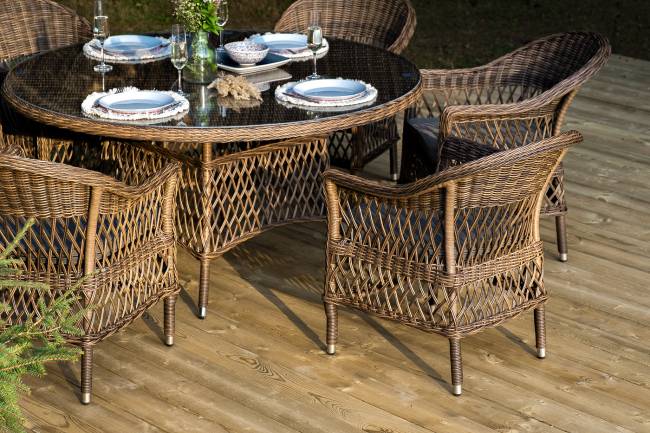 "Эспрессо - 150 S" обеденная группа плетеная, цвет коричневый "Эспрессо - 150 S" обеденная группа плетеная, цвет коричневый