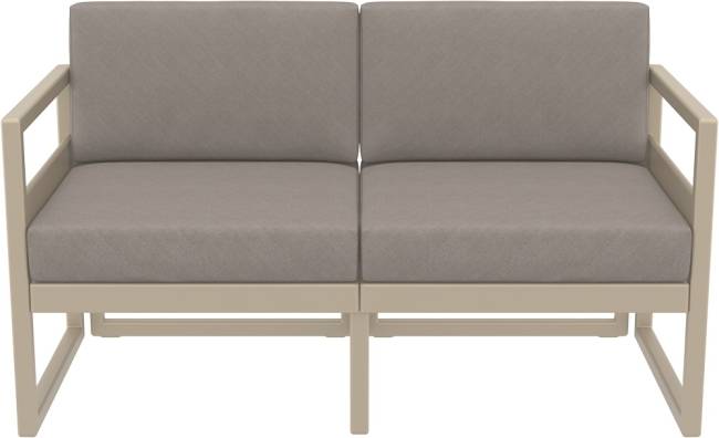 Диван пластиковый двухместный с подушками Mykonos бежевый, светло-коричневый 1380х720х750 мм
